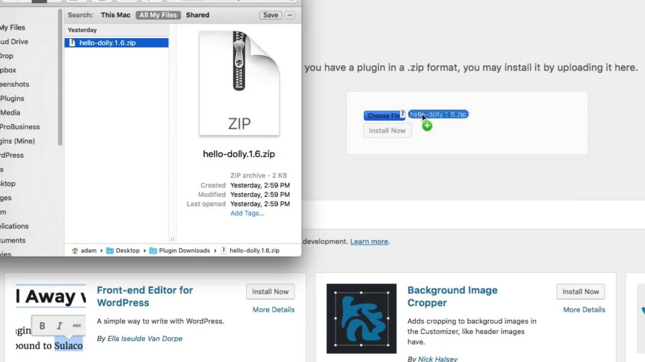 upload zip file to wordpress