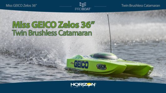 Pro Boat® Miss GEICO Zelos™ 36" Twin Brushless Catamaran RTR